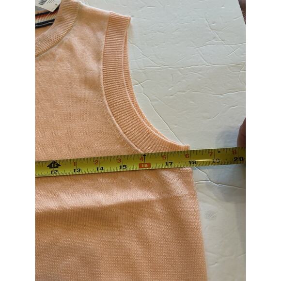 NWT Anthropologie Women’s Sz Medium vest peach Striped trim Preppy short Moth - Picture 11 of 12